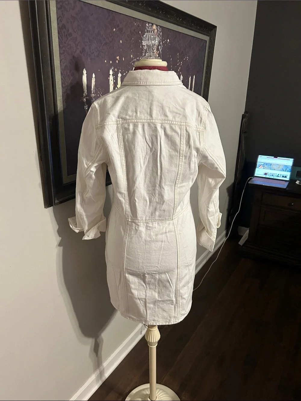 NWOT Frye Cream Button-Front Denim Shirt Jacket
